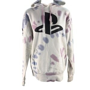 PlayStation Tie Dye Hoodie Sweatshirt Small PS Logo Gamer Pullover READ